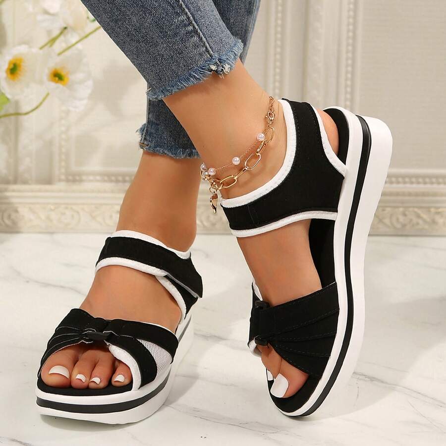 Sandals For Women Summer Wedge Platform Walking Comfortable Travel Casual Wear - màu đen - Xem 1