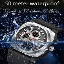 Fashion Simple Men's Watches Classic Hundred Square Electronic Watch Waterproof Multi-Function Pointer Quartz Watchs - Black Gold - View 5