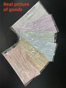 [60/30/10pcs] Disposable 3-Ply Adult Face Mask, Macaron Colors, Fashion, Elastic, Windproof, UV Protection, Comfortable, Breathable, Casual Wear, Non-Washable, Jacquard Woven Fabric, Suitable For Outdoor Use