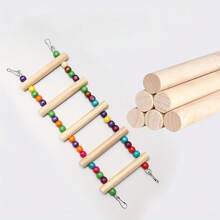 1 pieza Escalera de escalada para pájaros, juguete para roer con cuentas de colores para loros, escalera de pie de madera sólida, accesorios para jaula de pájaros, suministros para pájaros, escalera de escalada y columpio de loro de madera natural duradera con cuentas vibrantes, múltiples niveles para habilidades cognitivas y juego, ideal para todas las especies de aves - Multicolor - Ver 11