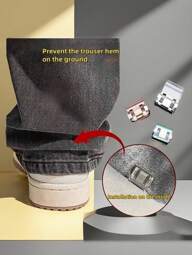 4/12/24pcs Shorten The Pants Legs With Invisible Fixing Clips, Prevent Dragging At The Bottom Of The Pants Legs, Hide The Buckle Leg Closure Device Without Seams, Prevent Pants Legs From Dragging The Floor, Suitable For Jeans And Pants, Waterproof, Portable, Wear-Resistant