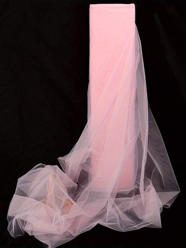 1pc Pink DIY Tulle Fabric, Handmade Sewing Material For Wedding Dress, Headpiece, Background, Suitable For Wedding Decoration, Party, Birthday, Home, Outdoor Use