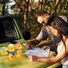 20PCS Rubber Duck With Colorful Hair, Multi-Style Colorful Ducks, Rubber Duck, Pefect For Classroom Reward Holidays, Party Favor, Random Assortment Ducks Bulk - 黃色 - 查看 3