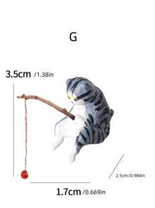 1pc Decoration For Fish Tank, Figurine Of Cat Fishing By The Fish Tank, Ornament Of Curious Cat Fishing For Aquarium, Desk Or Living Room Decor