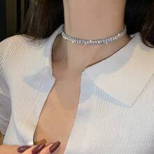 1pc Cubic Zirconia Decor Choker, Suitable For Special Occasions