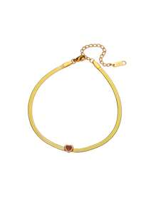 1PC Zirconia Birthstone Heart Anklets For Women Gold Color Stainless Steel Heart Anklet Wedding Birthday Luxury Jewelry Gift