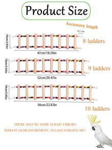 1 pieza Escalera trepadora para loros de colores, disponible en múltiples longitudes, escalera de madera flexible de colores, suministros educativos para aves, accesorio para jaula de pájaros, juguete para loros (todos los accesorios de colores se entregan al azar)