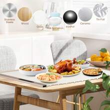 Warming Tray, Silicone Food Warmer With Adjustable Temperature, Roll Up Heating Tray, Foldable Warmer Mat Fast Heating For Home Buffets Restaurants House Parties - White - View 7