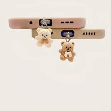 1pc/2pcs Bear Shaped Pendant Dust Plug Charg Port Stopper, Compatible With Apple & Type-C Phone Charging Port