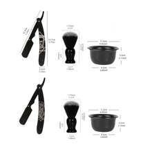 4 In1 Men's Straight Razor Shaving Kit - Including Metal Shaver With 10pcs Stainless Steel Blades & Shaving Brush & Shaving Bowl, 3D-Muster-Design For Staight Razor, Perfect Gift For Father & BoyFriend