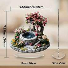 2D Flat Acrylic - One Piece Of Serene Waterscape With Sakura Flowers And Thatched Hut Design, Multifunctional Artist Home Decor, Ideal Gift For Valentine's Day, Home Accents | Floral Design | 2D Decoration, Charming Room Decor.