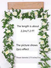 1pc 2.2m Artificial Rose Vine With 10 Roses, Silk Flower Garland For Home Decor, Wedding, Living Room, Covering Pipes