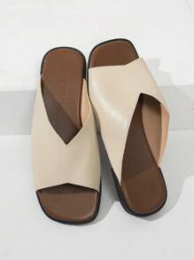 Summer New Women Open Toe Flat Sandals In Black, Beige, Khaki, Fashion Square Toe Elegant Bohemian Slip On Comfortable Flat Sandals, Versatile Beach Sandals