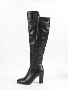 Knee High Boots For Women Chunky Heel Pointed Toe Boots Side Zipper Long Boots For Winter Fall - màu đen - Xem 8