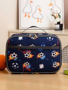 1 New Model Girl And Boy Nylon Material Various Cartoon Pattern Printed Lunch Handbag, Smooth Zipper Opening And Closing, Large Capacity, Fashionable And Cute, Daily Commuting To School Outing Light Storage Lunch Box Bag - A - View 6