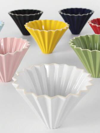 1pc Origami Pour Over Coffee Filter, Ceramic Gradient Origami Filter Funnel For Home Use, Foldable Coffee Filter Cup