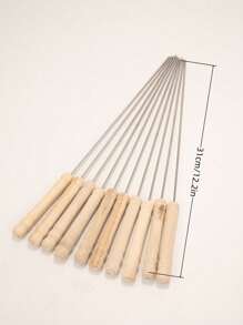 10/20 pièces Set de brochettes de barbecue, brochettes de barbecue en acier inoxydable, brochettes de gril polyvalentes en métal, brochettes de barbecue en acier inoxydable avec poignées en bois, aiguilles de barbecue, parfait pour la cuisson en extérieur, indispensable pour la cuisson en extérieur, fournitures de barbecue, 1 pièce pinceau à huile de barbecue