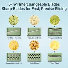 Japanese-Style Gramercy Adjustable Mandoline Food Slicer, Mandoline Slicer For Kitchen, Mandolin, Potato Slicer, Tomato Slicer, Carrot Slicer, Onion Slicer - Stainless Steel - With 6 Japanese Stainless Steel Blades, Elegant Green-Master The Art Of Precision, One Slice At A Time. Elevate Your Culinary Craft With Timeless Elegance - 薄荷綠 - 查看 2