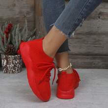 女士纯色圆头交叉运动鞋