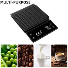 3kg/0.1g Báscula de café inteligente de alta precisión con alfombrilla de café, diseño cuadrado para un almacenamiento fácil, función de tara con un solo toque, conversión de unidades, función de temporizador, báscula electrónica/báscula de cocina para café de goteo, repostería, accesorios de café minimalistas para uso doméstico