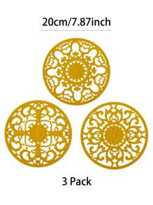 Set Of 3pcs Traditional Silicone Trivet Mat(20cm/7.87inch)(16cm/6.3nch) - Non-Slip & Heat Resistant Kitchen Hot Pads For Countertops & Table - Kitchen Trivets For Hot Dishes & Cookware - Hot Pot Holder For Pots & Pans