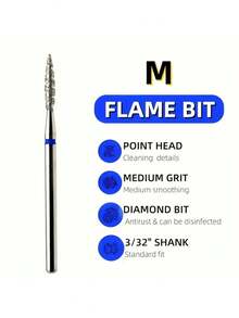 1 mũi khoan cắt móng tay kim cương Tornado Flame 3/32" Phụ kiện máy khoan mài móng tay quay - Bạc - Xem 3