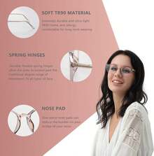 Blue Light Blocking Glasses Women Men Computer Eyeglasses,TR90 Fashion Round Transparent Anti Blue Light Glasses With Anti Eyestrain & UV Glare For Gaming & Reading (Flesh Pink) - S - 查看 11