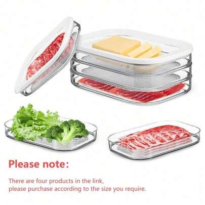 便携式三层透明塑料冰箱整理箱，带透明盖的切达奶酪盒或马苏里拉奶酪盒，密封，矩形可堆叠盒食品饮料包装，冰箱熟食肉类容器，冰箱培根容器，可堆叠食品储存盒，带盖奶酪保鲜盒，冰箱密封熟食架整理器，火鸡储藏室午餐