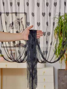 1pc Heart Decor Curtain, For Valentine's Day Party & Everyday Use - Black - View 7