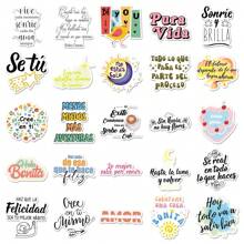 50PCS Motivational Spanish Stickers Vinyl Aesthetics Stickers For Scrapbooking, Diary, Laptop, Bumper, Skateboard, Water Bottle, Computer, Phone, Cartoon, Hard Hat, Car Stickers And Decals