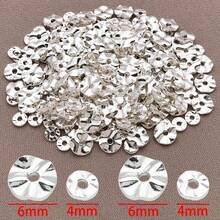 20/30/50 件真 18K 镀金隔珠，黄铜波浪圆盘珠 4/6 毫米金属扁平圆形珠子珠宝配件，适用于耳环手链项链珠宝制作