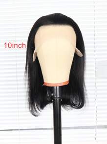 Peruci mixte - Un amestec de păr uman amestecat și sintetic, peruci cu dantelă frontală 13x4, peruci scurte bob amestecate, pre-smulse cu păr de bebeluș, drepte, 13x4, transparente, cu dantelă frontală, peruci de păr uman amestecat pentru femei, densitatea părului amestecat 180% (peruci bob 6-16 inci), păr amestecat