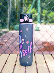 1pc 1000ml Or 750ml(Approx. 32oz Or 26oz) Gradient Color Pattern Theme Sports Water Bottle, Matte Mouth Direct Drink Cup, 3D Printing Design, Portable Leak-Proof Cap, Carry Strap, Suitable For Cycling, Running, Hiking, Camping