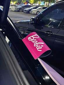 Barbie Stylish Pink Barbie Logo Flexible Car Trim Decor, Barbie Iconic Logo Decor,Easy Install & Remove Auto Ornament, Cute Car Exterior Accessory For Women,Weatherproof & Removeable,Instant Personalization