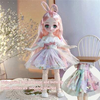23cm Cartoon Style Doll With Starry Eyes And 7 Points Of Articulation For Diy Play, Children's Toy For Girls, Bjd Doll, Gift For Daughter, Etc.,Home Decoration,Room Decoration,Girls Dolls,Fashion Doll,Lol Dolls
