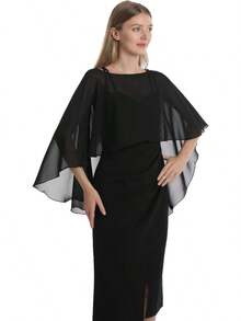 Capelets For Women Chiffon Cape Shawls And Wraps For Evening Dress Wedding Capes Cover Up - Màu tím - Xem 9