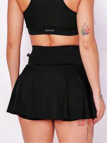 Short Saia Babado Cintura Alta Feminina Fitness Academia Suplex