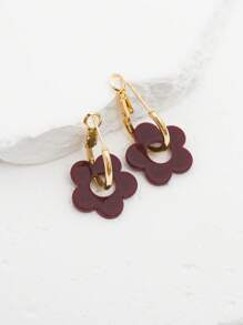 1 par de pendientes elegantes y sencillos con flores huecas de acrílico, adecuados para mujeres, para uso diario, regalo para amigos