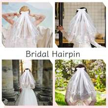 1pc Bride's Bachelorette Party Headpiece, Bow & Pearl Decor Party/Photo Prop Veil, Wedding Bridal Bow Veil, Graduation Prom Veil, First Communion Hair Accessory - White - View 5