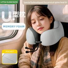 Memory Foam U-Shaped Neck Pillow, Specialized Neck Support Pillow For Airplane, Nap, Travel, Student Travel Essentials Travel Accessories Vacation Summer Holiday Back To School