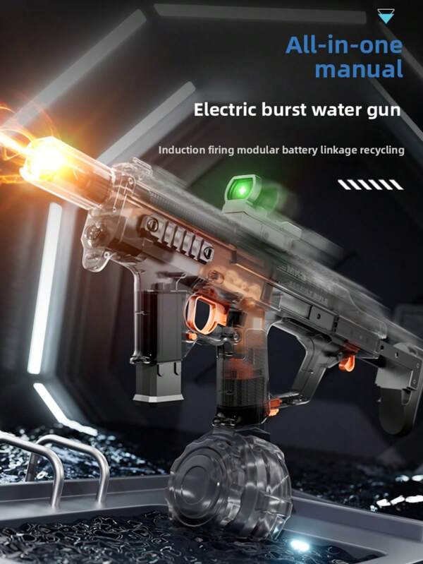 Pistola de agua con forma de rifle MK3 con LED, de alta presión y largo alcance con rociado continuo para niños/niños