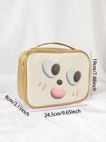 RANCAI 1/2pcs Cartoon PU Waterproof Makeup Bag Travel Handheld Large Capacity Toiletry Bag Portable Toiletry Supplies Cosmetics Storage Cute Funny Smile Face Doll Pattern Adorable Q-Style Suitable As Gift For Girls - Multicolor - View 9