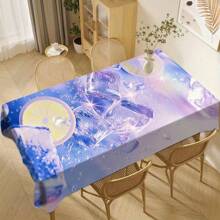 1/20pcs Summer Dreamy Purple Decoration Rectangular Tablecloth,Lemon And Ice Cube Pattern,Suitable For Home Decoration,Dining Room, Office, Kitchen, Picnic Decor,Home Decoration