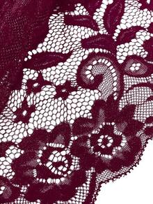 Floral Lace Lingerie Set High Waist Sleepwear Bra And Panty 2 Piece Nightwear 2025 Back-To-School Season Fall Pjs - 酒紅色領結 - 查看 3