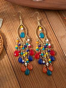 一对葡萄串流苏耳环，适合度假佩戴