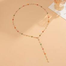 1 pièce Délicat Collier en forme de Y à fleurs de marguerites colorées, Jolie Chaîne de clavicule en métal 3D