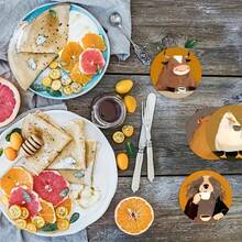 8pcs/Set New Stylish Wooden Cup Coasters, Cute Animal Design, Suitable For Living Room, Kitchen, Dining Room, Business Spaces, Gift - Multicolor - View 4