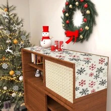 1pc Snowflakes, Gingerbread Man, Christmas Tree And Other Christmas Element Patterns Table Flag, Made Of 72 Inch Knitted Polyester Fiber, Used For Holiday Gathering Tables, Home Kitchen Decoration Gatherings, And Gifts