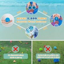 6 Unidades de globos de agua reutilizables, bombas de salpicadura de agua de auto-sellado rápido con bolsa de malla, bolas de agua magnéticas recargables, juguetes de agua multicolor, juguetes de piscina, juegos de guerra de agua, juguete de baño, juegos de piscina y patio trasero duraderos, accesorios para la playa y el agua, diversión para fiestas de vacaciones de verano, decoraciones para el hogar, adecuado para jóvenes y adultos, familia, amigos, parque acuático, actividades al aire libre