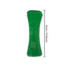 1 pieza Bolsa de almacenamiento para juego de cubiertos de acero inoxidable multicolor | Estuche reutilizable para transportar - 24 cm, para trabajo, escuela y viajes al aire libre, sin incluir tenedor, cuchara, cuchillo, accesorios de picnic